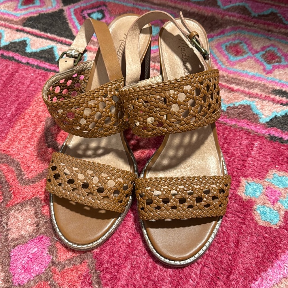 Madewell woven heel sandals, leather lined synthetic upper, size 11